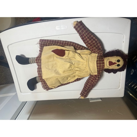 Primitive Raggedy Ann Style Folk Art Doll‎ Country Farmhouse Decor - Picture 2 of 4